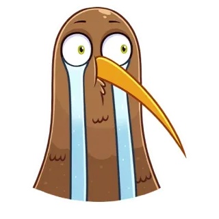 😭 kiwi, burung, menangis, sedih, air mata, kartun, hewan telegram sticker