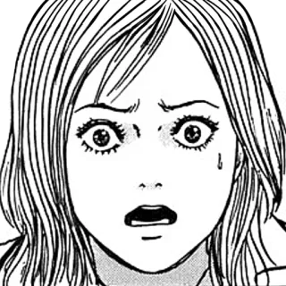 😨 Manga, Anime, Cara, Preocupado, Impactado, Expresión whatsapp sticker