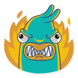 😡 화난, 괴물, 만화, 불, 이빨, 귀여운 telegram sticker