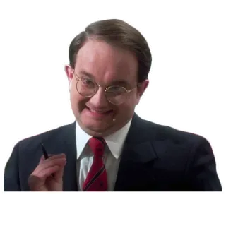 😉 Tom Hanks hombre, actor, traje, empresario, gafas, bolígrafo whatsapp sticker