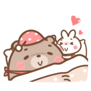 😴 urso, coelho, desenho animado, fofo, dormindo, amor, animal, kawaii telegram sticker