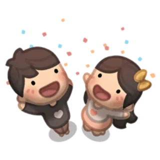 😀 koppel, cartoon, liefde, viering, geluk telegram sticker