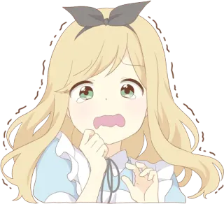 😱 Alice Alice in Wonderland alice, chorando, anime, desenho animado, triste, preocupada, emocional, menina telegram sticker