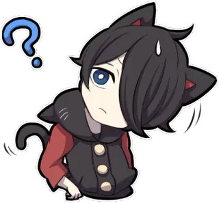 😶 Anime, Manga, Tanda tanya, Telinga kucing, Chibi, Kawaii, Bingung telegram sticker
