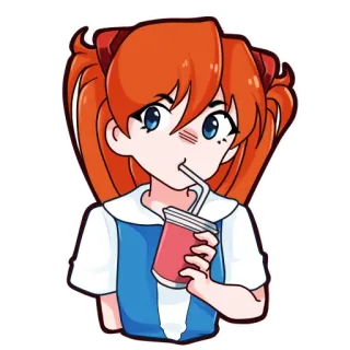 🥛 Asuka Langley Soryu Neon Genesis Evangelion Anime, Cartoon, Mädchen, Getränk, Rote Haare, Animation, Fanart telegram sticker