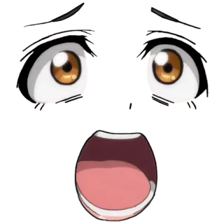 👀 Olhos anime, Boca anime, Surpreso, Desenho animado, Expressão, Rosto telegram sticker