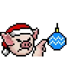 👉 maiale, natale, ornamento, dito medio, offensivo, pixel art, cartone animato telegram sticker
