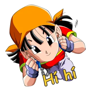 😜 Hí hí Dibujos animados, Anime, Chica, Sonrisa, Alegre, Pan, Dragon Ball whatsapp sticker