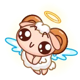 😇 ange, mouton, mignon, dessin animé, halo whatsapp sticker