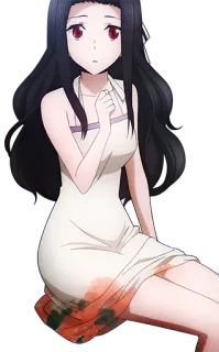 😏 anime, garota, cabelo comprido, vestido, sentada telegram sticker