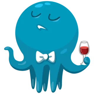 🍷 문어, 와인, 나비넥타이, 만화, 캐릭터 telegram sticker