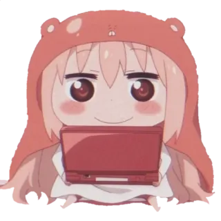 💻 Umaru Doma Himouto! Umaru-chan Anime, Umaru, Chibi, Kreskówka, Dziewczyna, Gra wideo whatsapp sticker