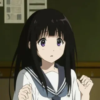🍶 Hyouka chica anime, linda, Hyouka, uniforme escolar whatsapp sticker