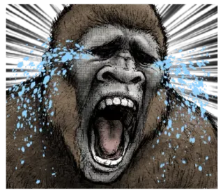 😭 gorila, chorando, triste, animal, macaco, lágrimas telegram sticker