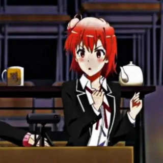 🖇 anime meisje, anime karakter, rood haar, schooluniform, schattig, animatie telegram sticker