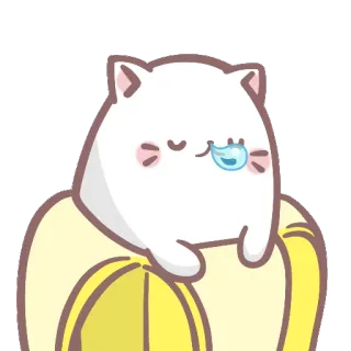 😪 mèo, chuối, dễ thương, vui nhộn, động vật, kawaii, thức ăn telegram sticker