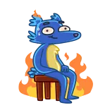 🔥 アニメ, 火, 動物, 座る, 汗, ストレス, 燃焼 telegram sticker