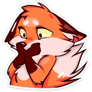 😟 лиса, животное, милый, оранжевый, пушистый, мультик, наклейка telegram sticker