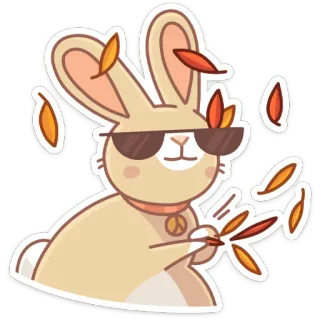 😎 rabbit, bunny, sunglasses, peace, leaves, sticker, animal telegram sticker