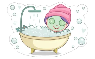 🛀 baño, spa, relajante, autocuidado, burbujas whatsapp sticker