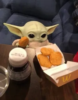 🦎 Grogu Grogu, Baby Yoda, Star Wars, Nuggets de pollo, The Mandalorian telegram sticker