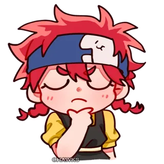 🤔 Anime, Sticker, Charakter, Chibi, Kawaii, rote Haare telegram sticker