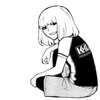 😏 Anime, Mangá, Desenho animado, Garota, Personagem, Preto e branco telegram sticker