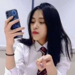 🖤 女性, 自撮り, スマホ, 韓国, 女の子, 制服 whatsapp sticker