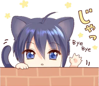 👋 じゃっ Anime, Mèo, Kawaii, Dễ thương, Manga whatsapp sticker