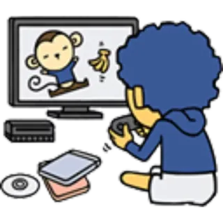 🎮 วิดีโอเกม, เกมเมอร์, ลิง, กล้วย, การ์ตูน, คอมพิวเตอร์, ความบันเทิง telegram sticker