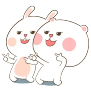 👈 coelho, urso, dedo do meio, gesto ofensivo, desenho animado, animal, engraçado, fofo whatsapp sticker