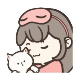 🐱 imut, kucing, tidur, piyama, penutup mata, menggemaskan, kawaii whatsapp sticker