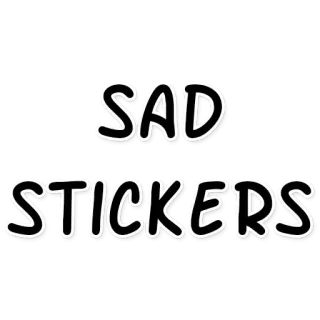 😔 SAD STICKERS triste, pegatinas, emoción, texto, negro, blanco telegram sticker