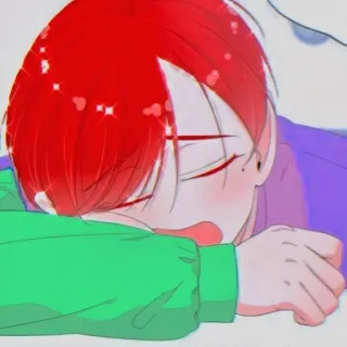 😴 аниме, мультфильм, рыжие волосы, спящий, уставший, каваий whatsapp sticker