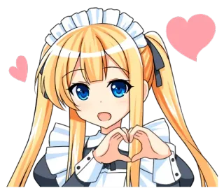 ❤ anime, manga, heart, love, cartoon, girl, maid telegram sticker