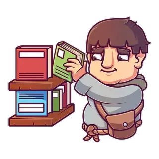 📓 monge, livros, lendo, desenho animado, biblioteca, educação telegram sticker