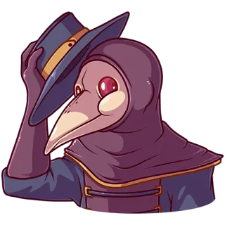👋 doktor plagi, maska, kapelusz, kreskówka, steampunk, średniowiecze telegram sticker