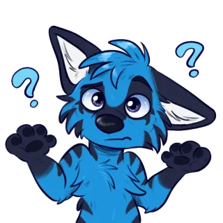 ❓ 兽人, 问题, 困惑, 卡通, 动物, 蓝色, 思考 telegram sticker