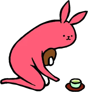 😙 Hase, Tee, süß, Tier, Cartoon, rosa whatsapp sticker