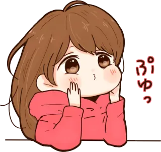 😗 ぷいっ fille anime, mignon, rougissant, manga, kawaii, sticker telegram sticker