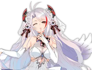 😉 Anime, Gadis, Rambut putih, Mengedipkan mata, Jari, Bibir telegram sticker