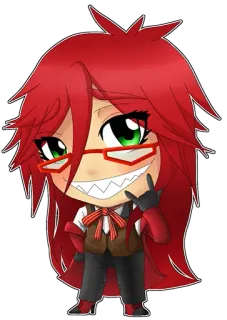 🤘 Grell Sutcliff Black Butler Аниме, Манга, Чиби, Рыжие волосы, Жнец, Тёмный дворецкий, Грелль Сатклифф telegram sticker