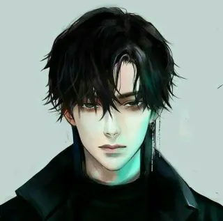 🥀 animé, portrait, cheveux noirs, mode, art numérique, style telegram sticker