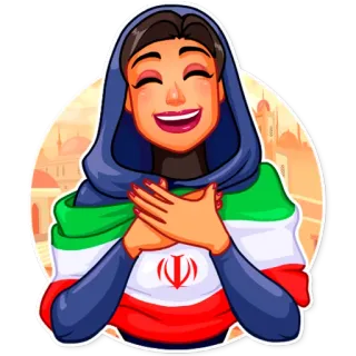 🇮🇷 mujer, Irán, bandera iraní, persa, cultura, bufanda, hiyab whatsapp sticker