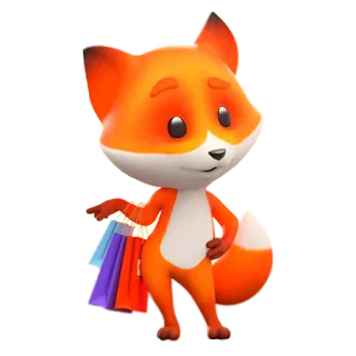 🛍️ zorro, compras, bolsas, dibujos animados, animal, lindo whatsapp sticker
