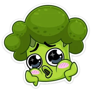 ☺️ Brócolis, Kawaii, Fofo, Comida, Vegetal whatsapp sticker