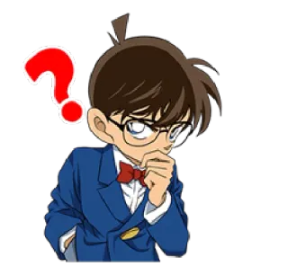 ❓ Conan Edogawa Detective Conan anime, detective, question, thinking, mystery whatsapp sticker