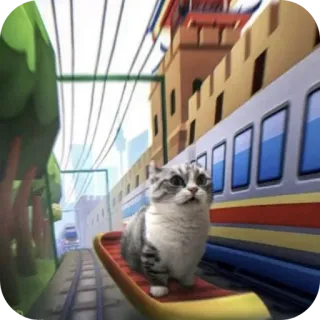 🐱 kucing, binatang, kereta, Subway Surfer, permainan, hewan peliharaan whatsapp sticker