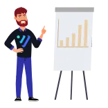 🤩 hombre, negocios, gráfico, presentación, crecimiento, finanzas telegram sticker