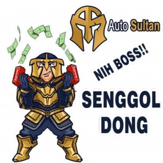 🤑 Auto Sultan NIH BOSS!! SENGGOL DONG Kreskówka, Rycerz, Pieniądze, Luksus, Sułtan, Indonezyjski telegram sticker